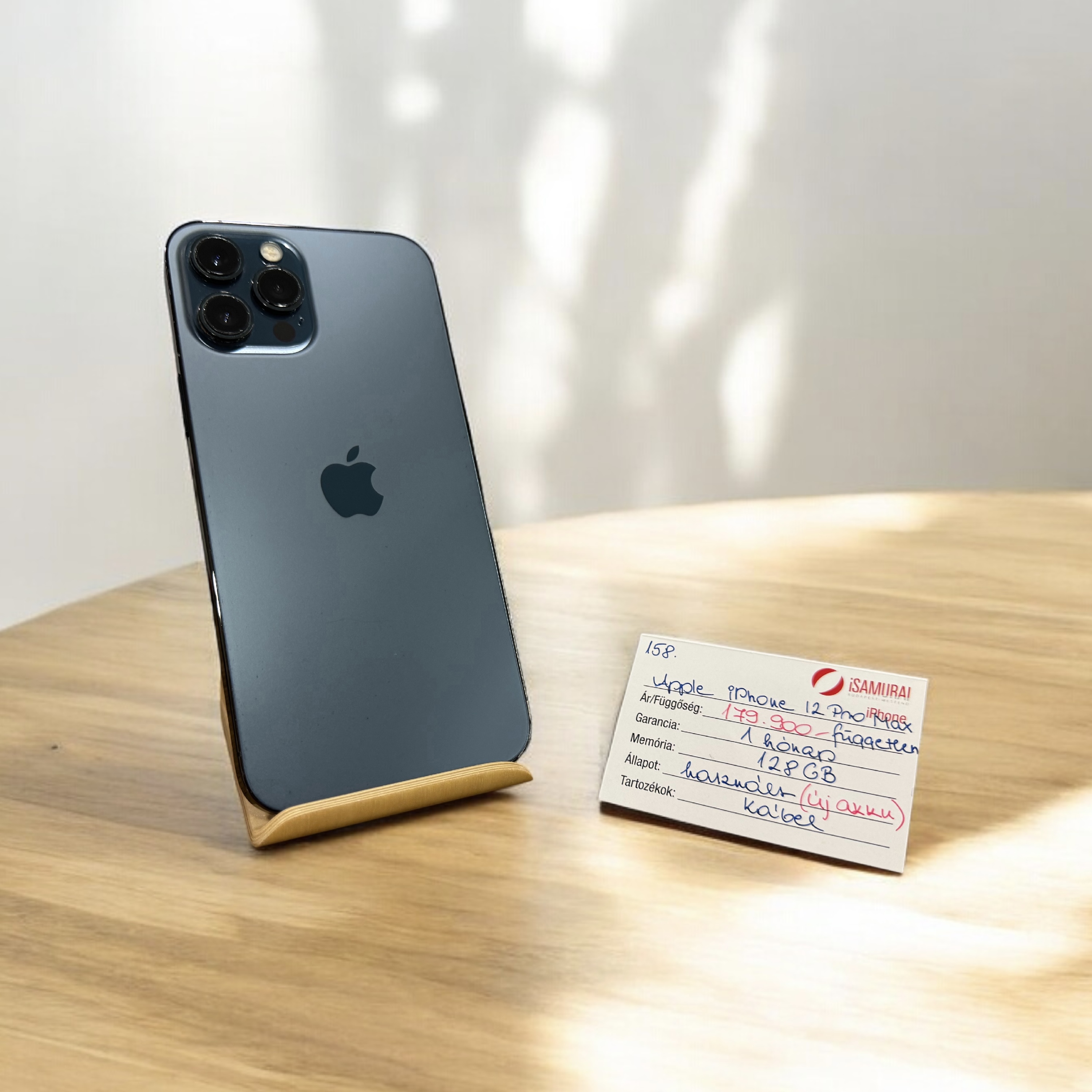 158. Apple iPhone 12 Pro Max - 128 GB - Óceánkék - Független - ÚJ AKKU