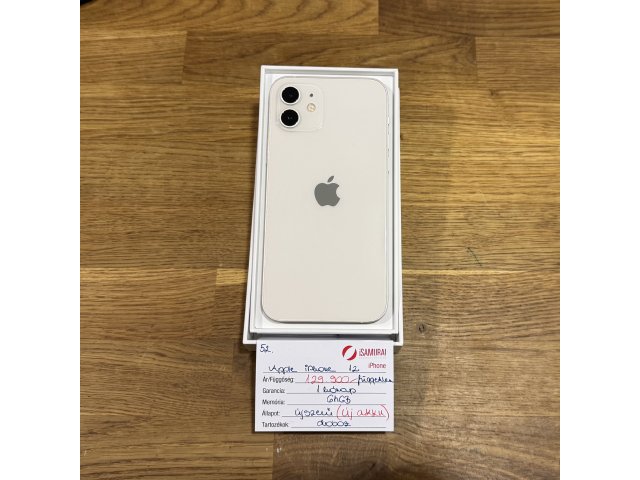 52. Apple iPhone 12 - 64 GB - Fehér - ÚJ AKKU - Újszerű