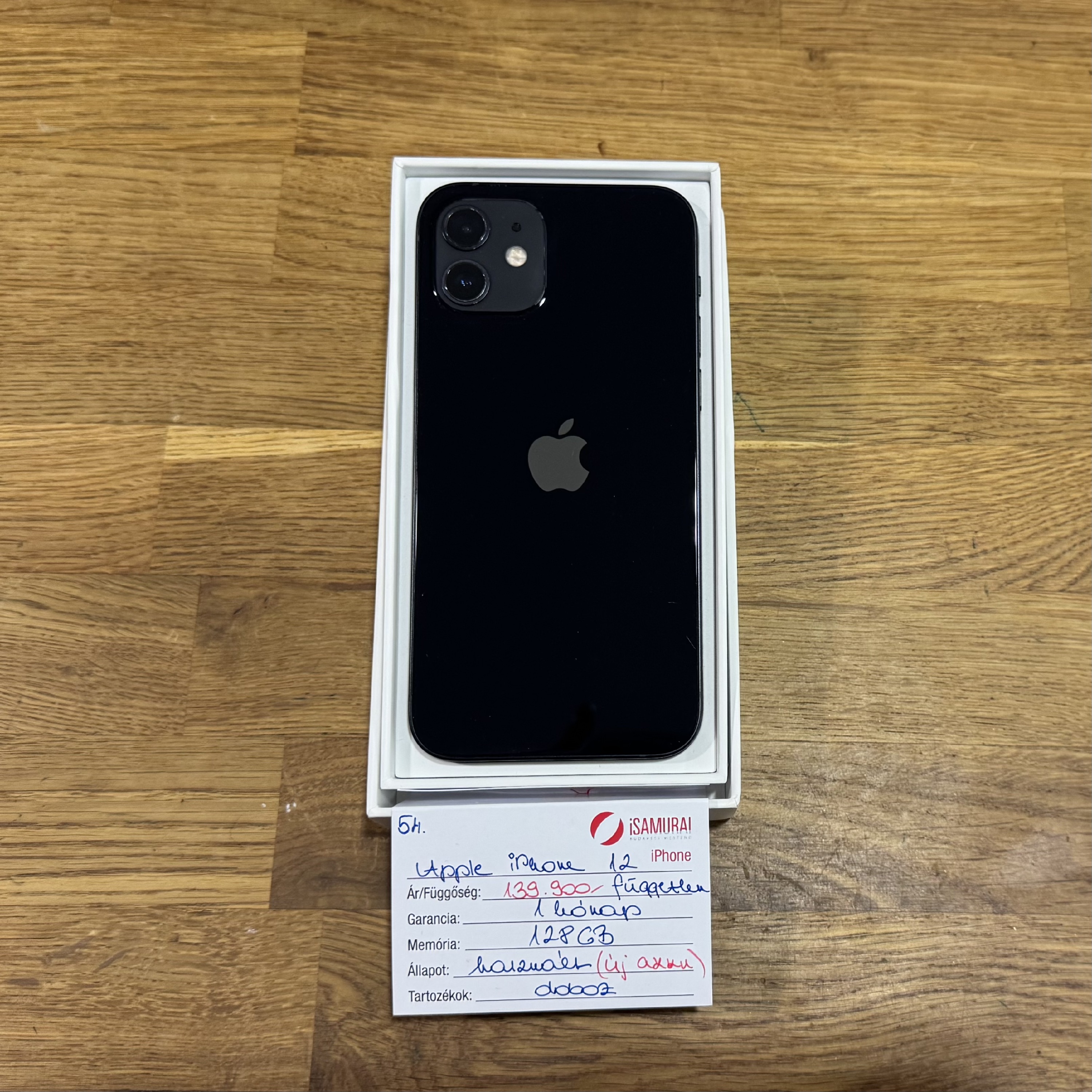 54. Apple iPhone 12 - 128 GB - Fekete - ÚJ AKKU