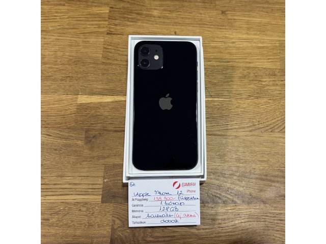 54. Apple iPhone 12 - 128 GB - Fekete - ÚJ AKKU