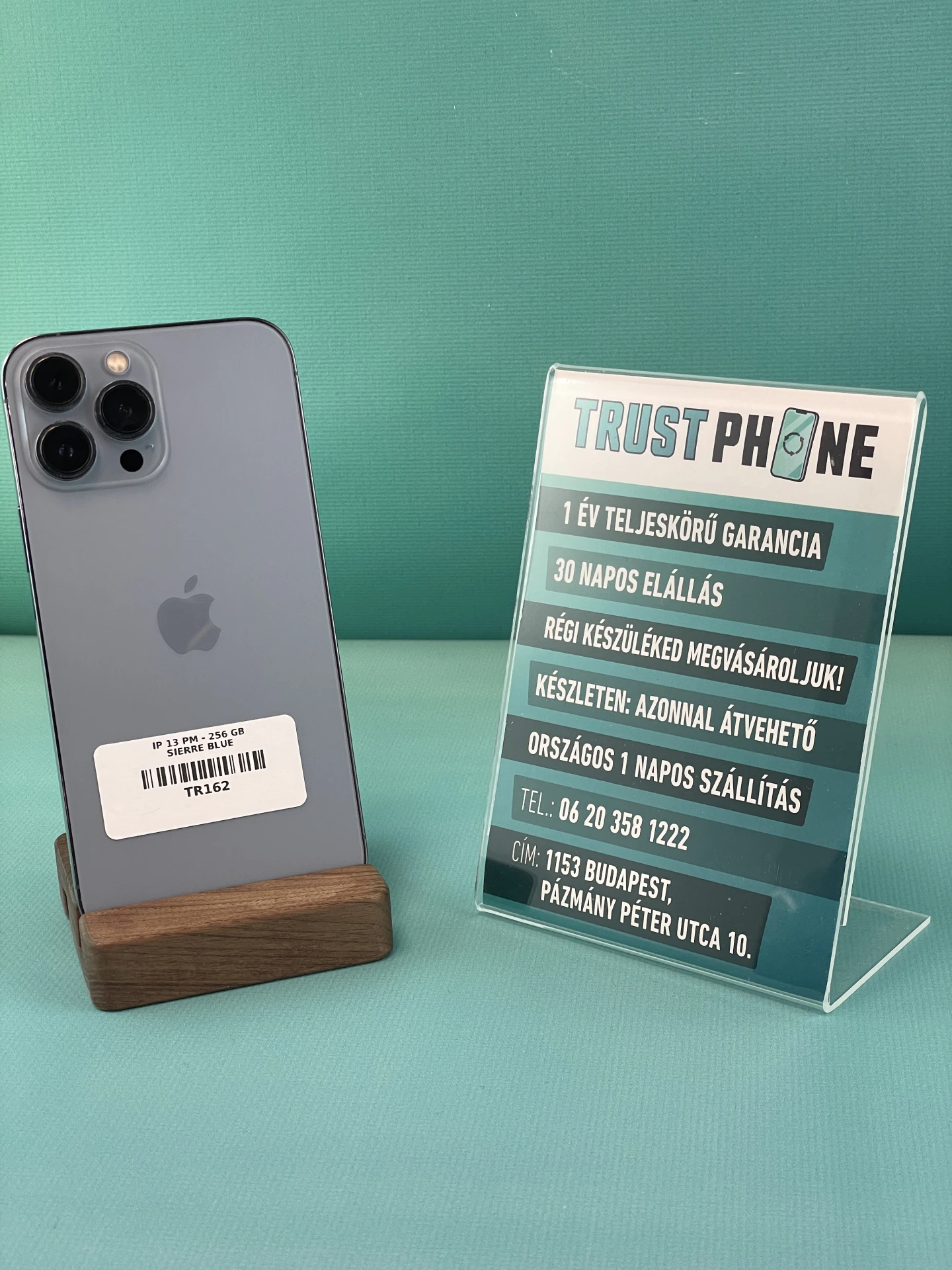 !! 1 ÉV GARANCIA !! iPhone 13 Pro Max Sierre Blue 256 GB – TR162 – 100% AKKU