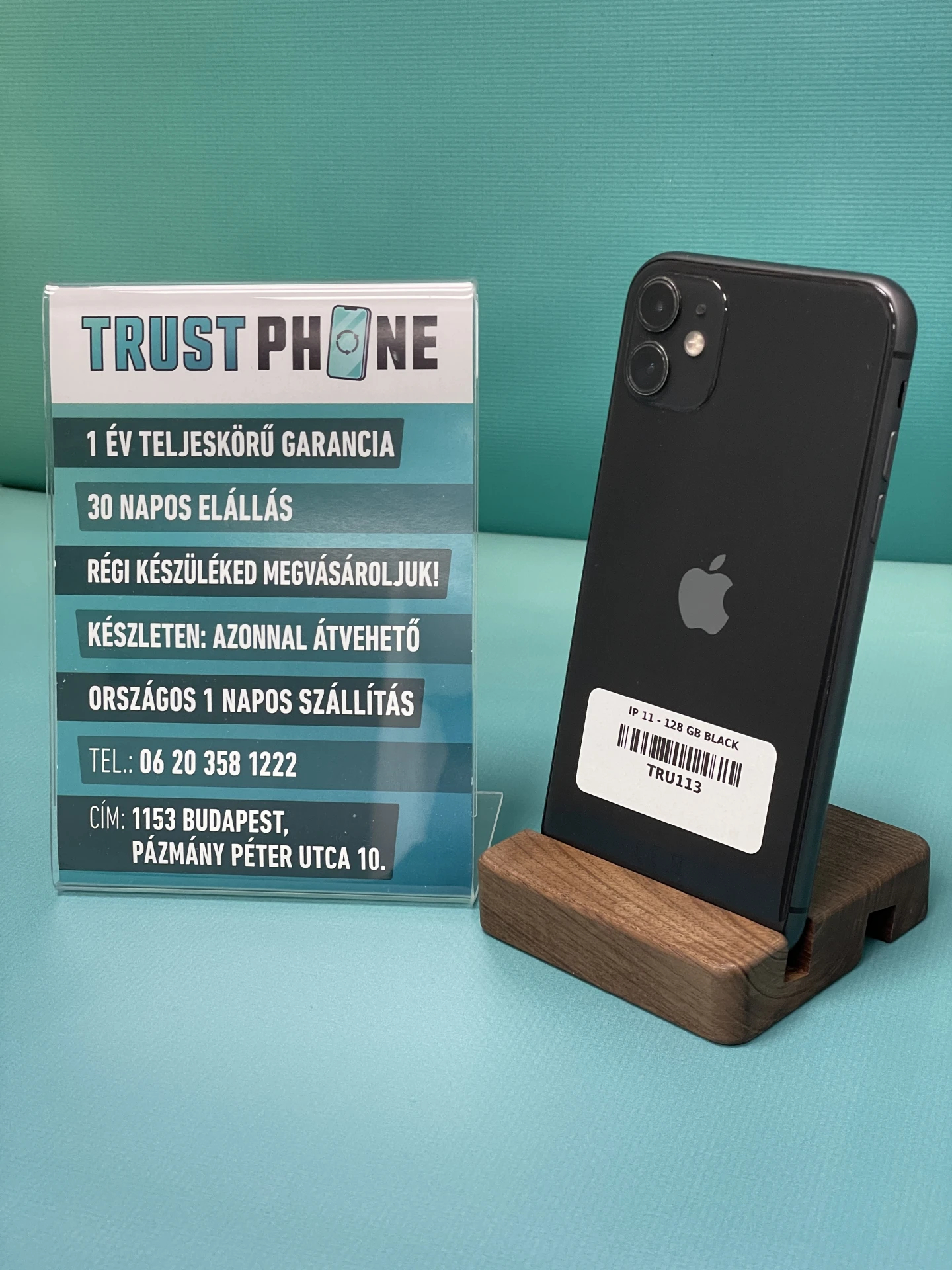 !! 1 ÉV GARANCIA !! iPhone 11 Black 128 GB – TRU113 – 100% AKKU