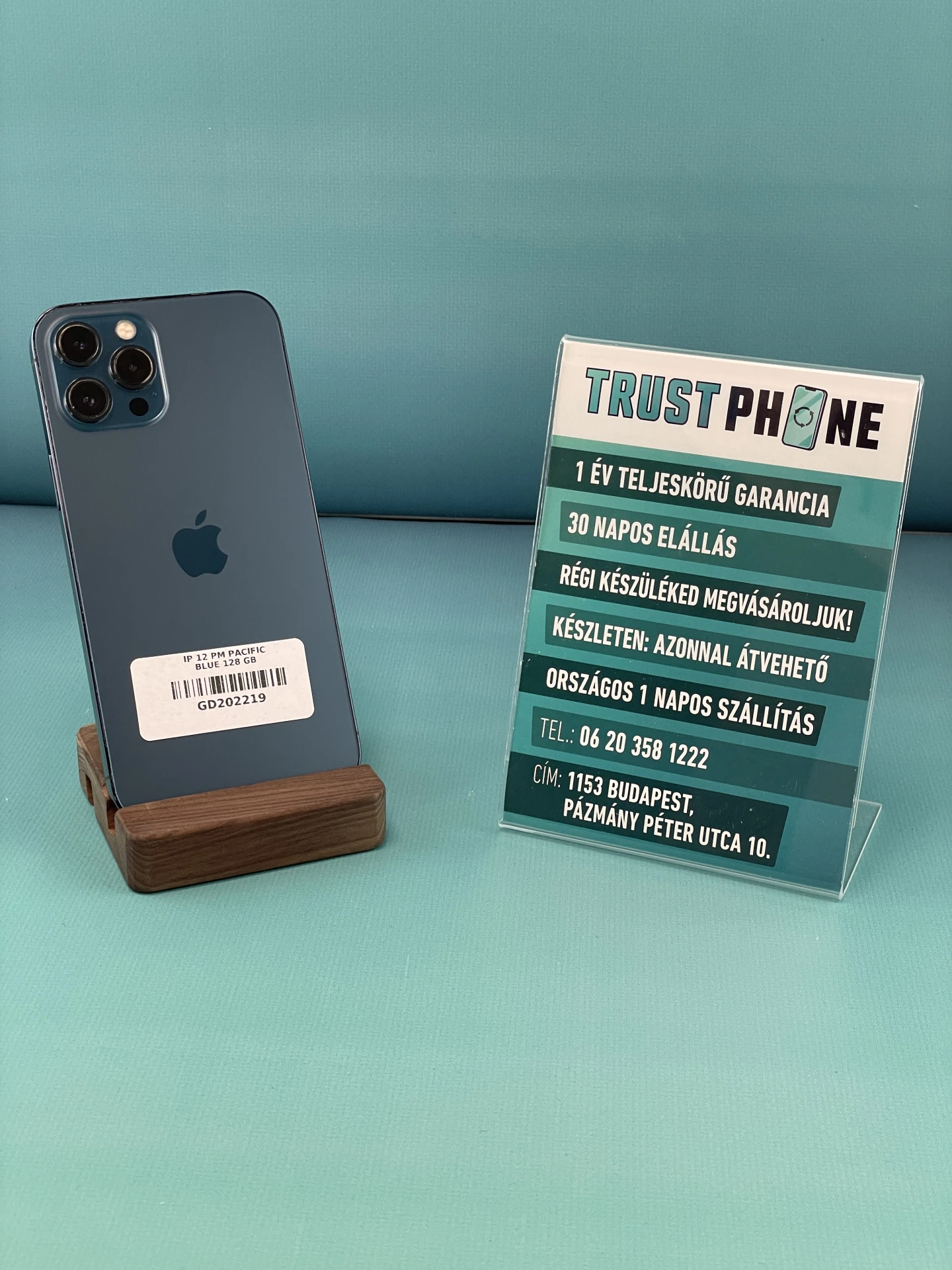 !! 1 ÉV GARANCIA !! iPhone 12 Pro Max Pacific Blue 256 GB – TRU115 – 100% AKKU