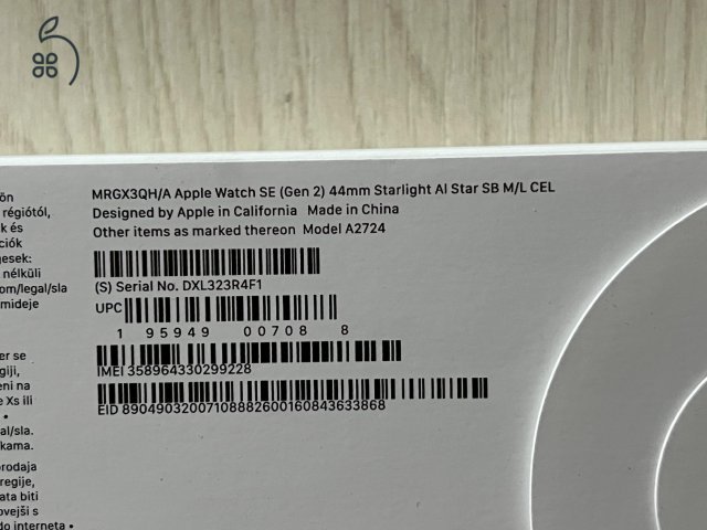 Új, bontatlan Apple Watch SE 2 (2023) 44 mm GPS+Cellular