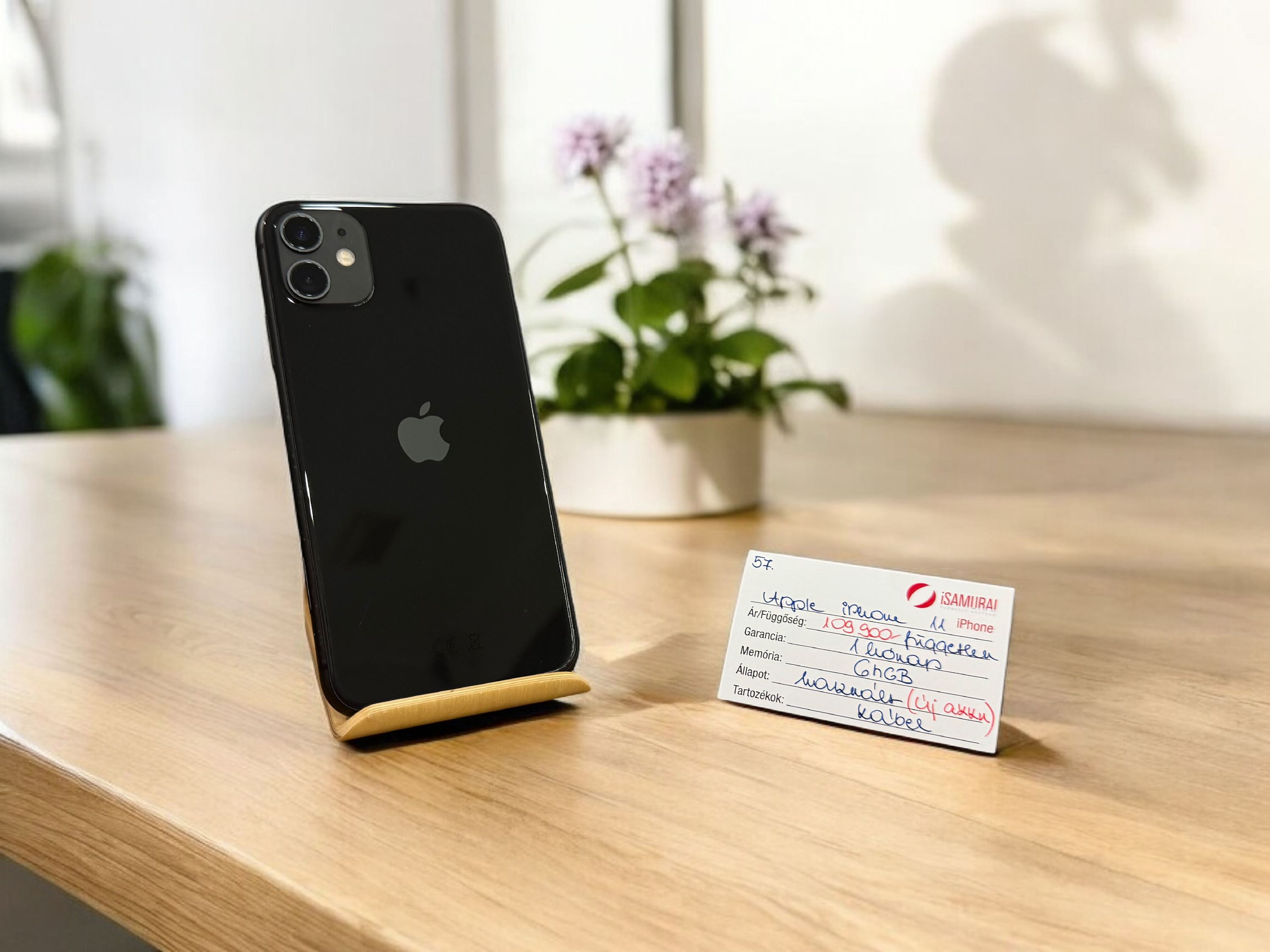 63. Apple iPhone 11 - 64 GB - Fekete - ÚJ AKKU