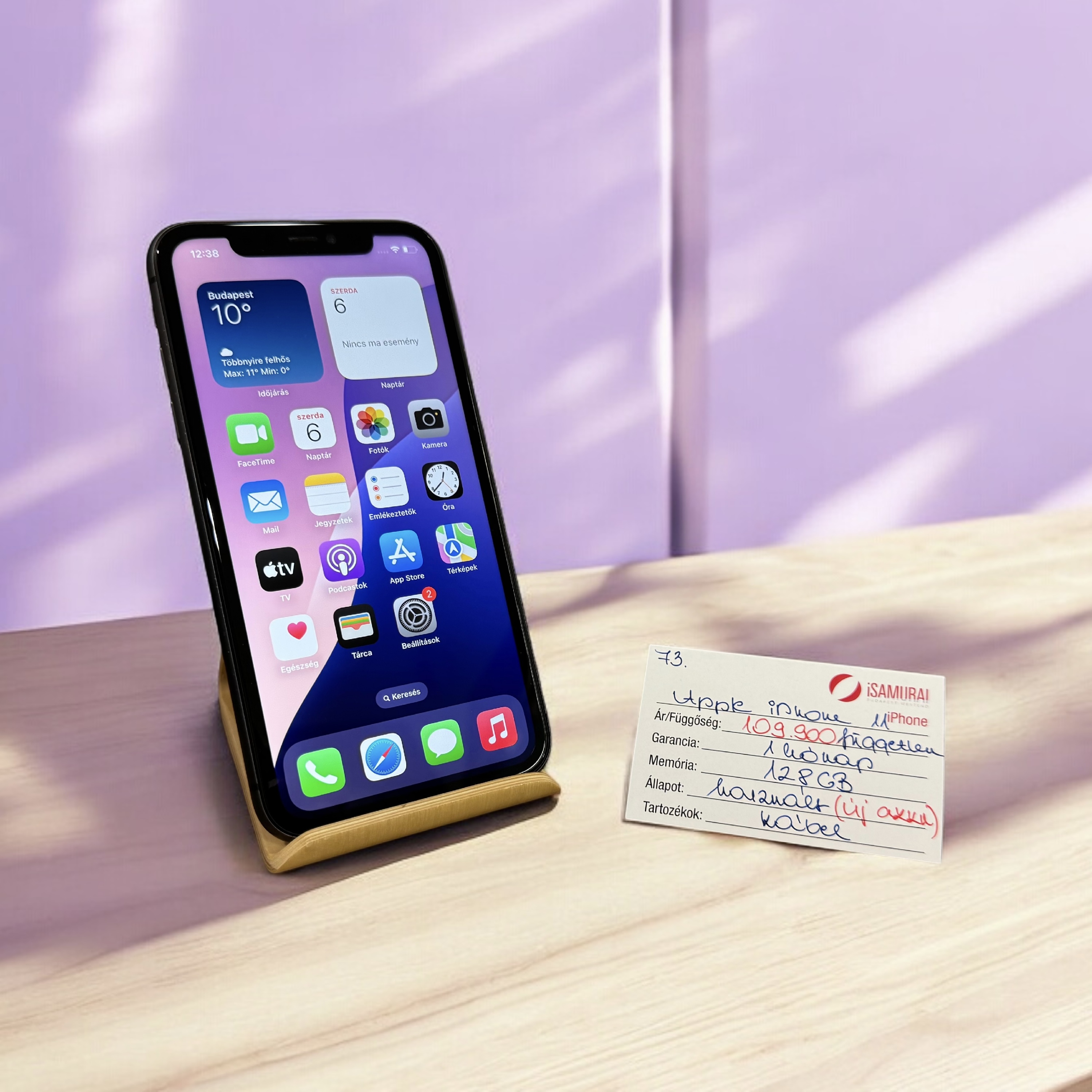 73. Apple iPhone 11 - 128 GB - Fekete - ÚJ AKKU