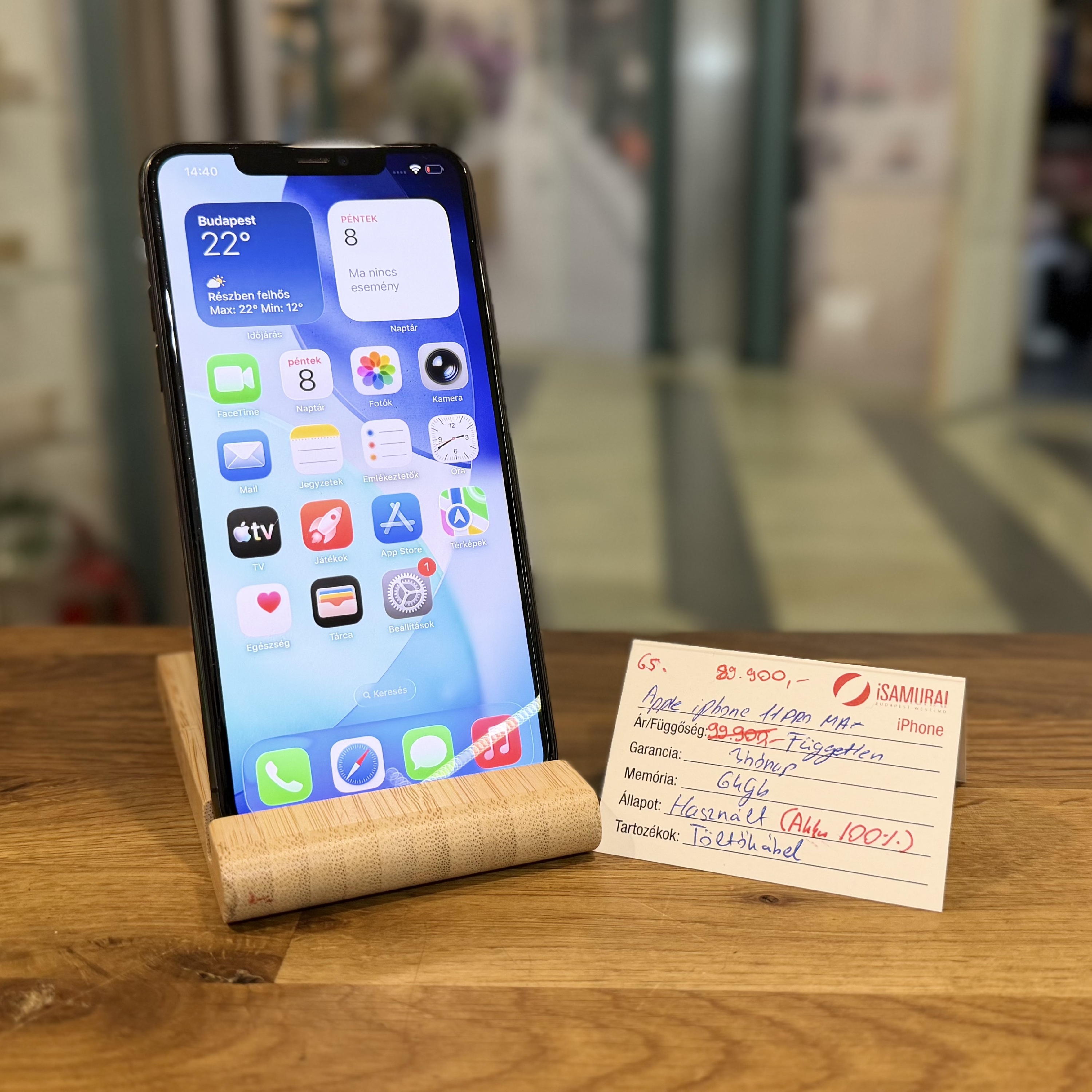 Apple iPhone 11 Pro Max - 64 GB - Space Gray - ÚJ AKKU ( 65.)