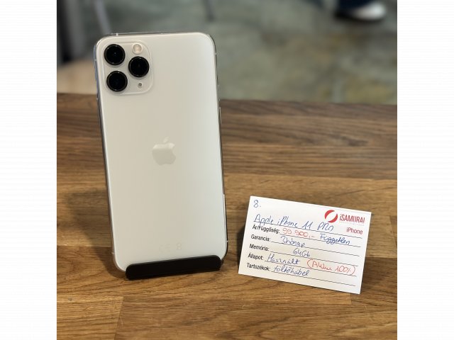 8. Apple iPhone 11 Pro  - 64 GB - Ezüst - 100% AKKU