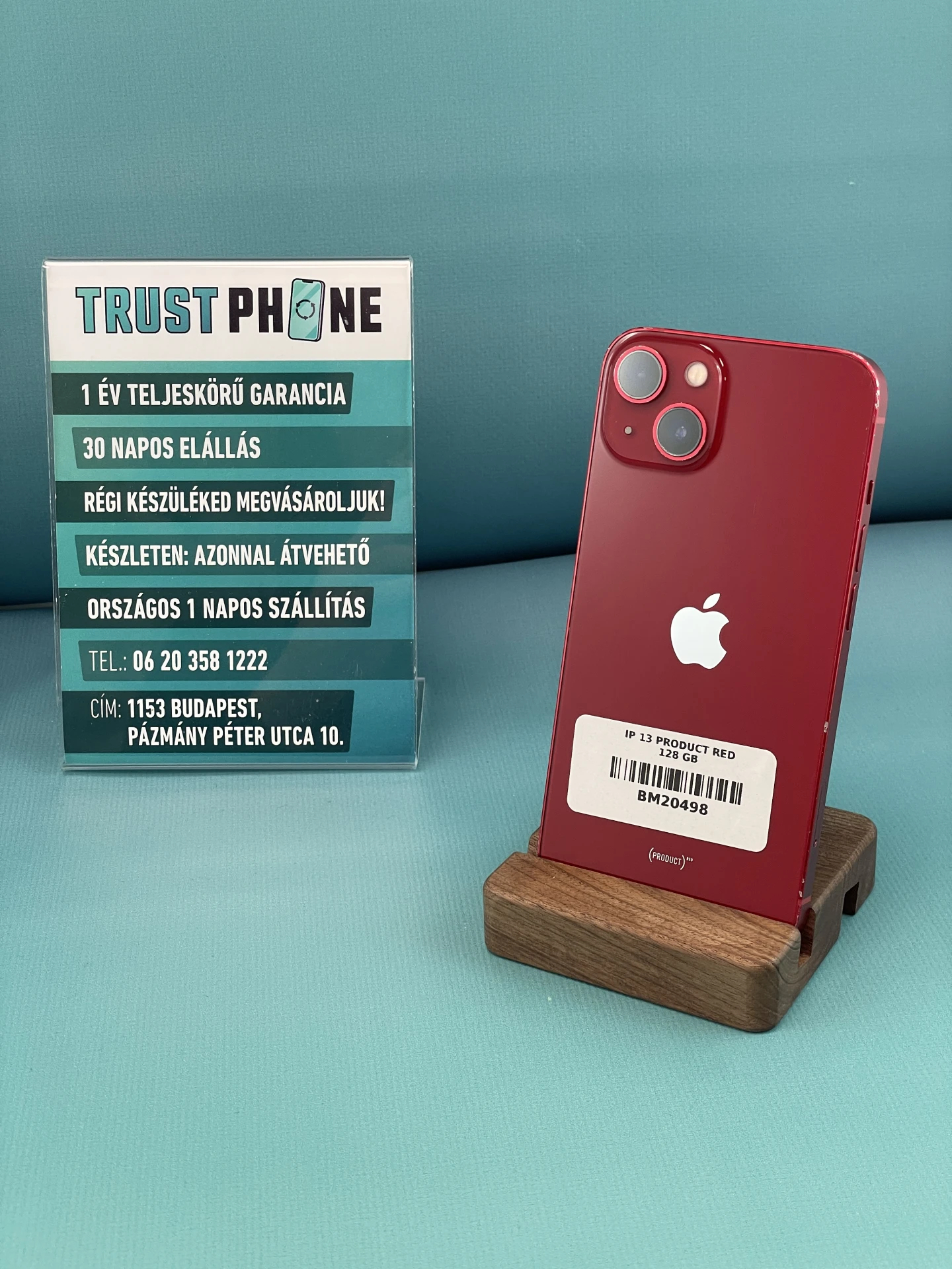 !! 1 ÉV GARANCIA !! iPhone 13 PRODUCT RED 128 GB – BM20498 – 97% AKKU