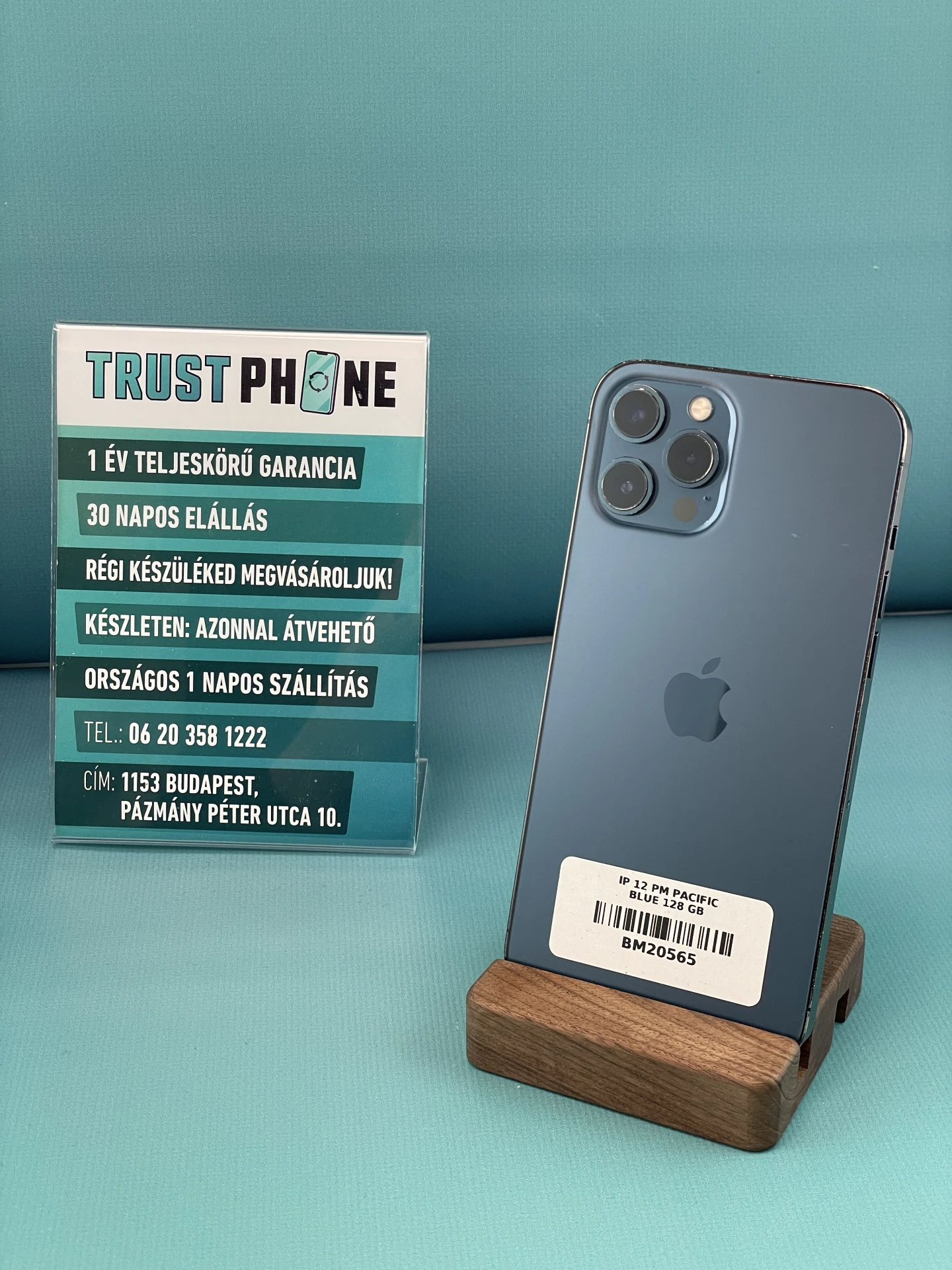 !! 1 ÉV GARANCIA !! ! AKCIÓ ! iPhone 12 Pro Max Pacific Blue 128 GB – BM20565 – 100% AKKU