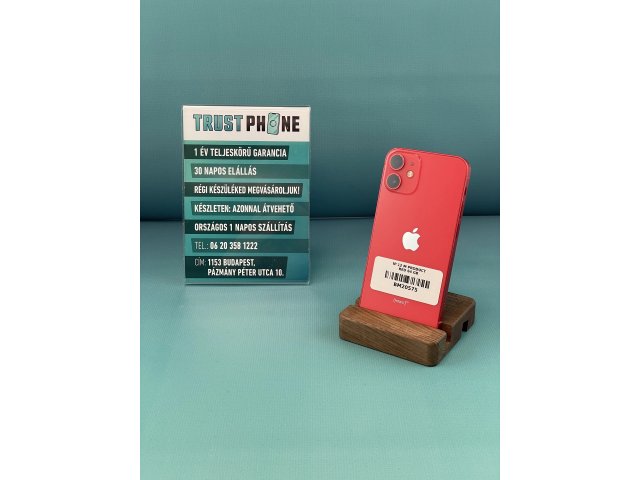 !! 1 ÉV GARANCIA !! iPhone 12 Mini PRODUCT RED 64 GB – BM20575 – 100% AKKU