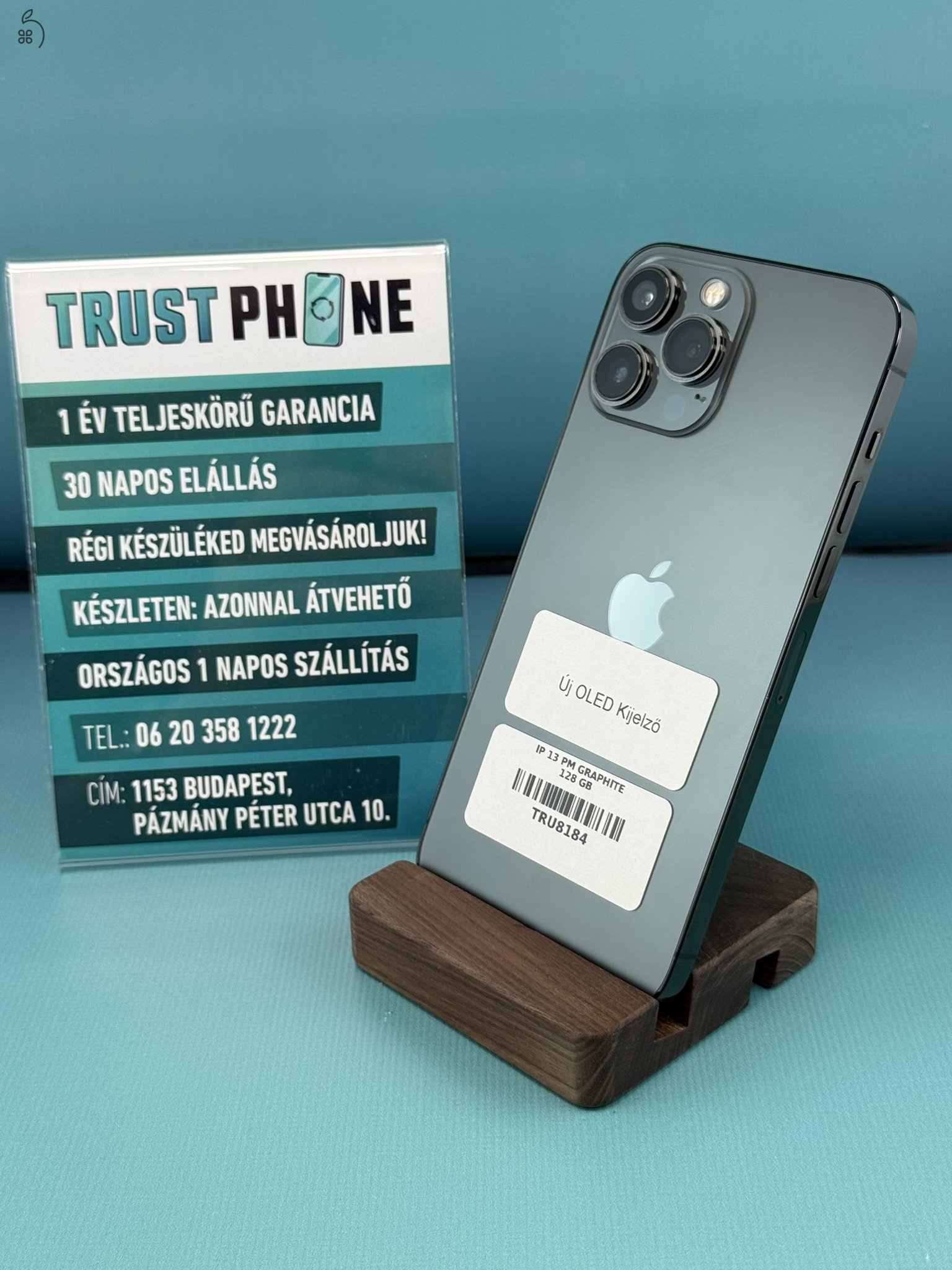 !! TrustPhone OUTLET !! Garanciális Apple Iphone 13 Pro Max Graphite 128GB - 96% AKKSI - TRU8184