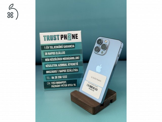 !! TrustPhone OUTLET !! Garanciális Apple Iphone 13 Pro Blue 128GB - 100% AKKSI - TRU8228