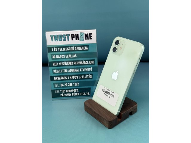 !! 1 ÉV GARANCIA !! iPhone 12 Green 64 GB – TRU8178 – 89% AKKU – ÚJ KIJELZŐ