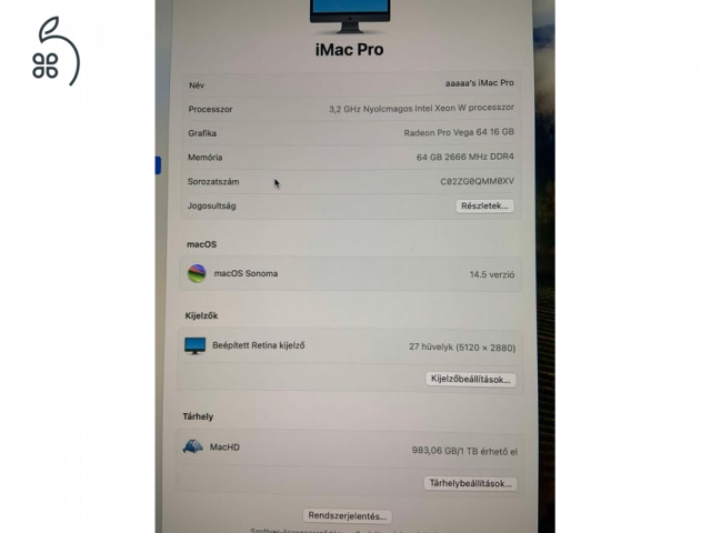 Apple iMac Pro (2017) (Xeon W, 64GB DDR4 2666MHz, Vega 64, 1TB SSD)