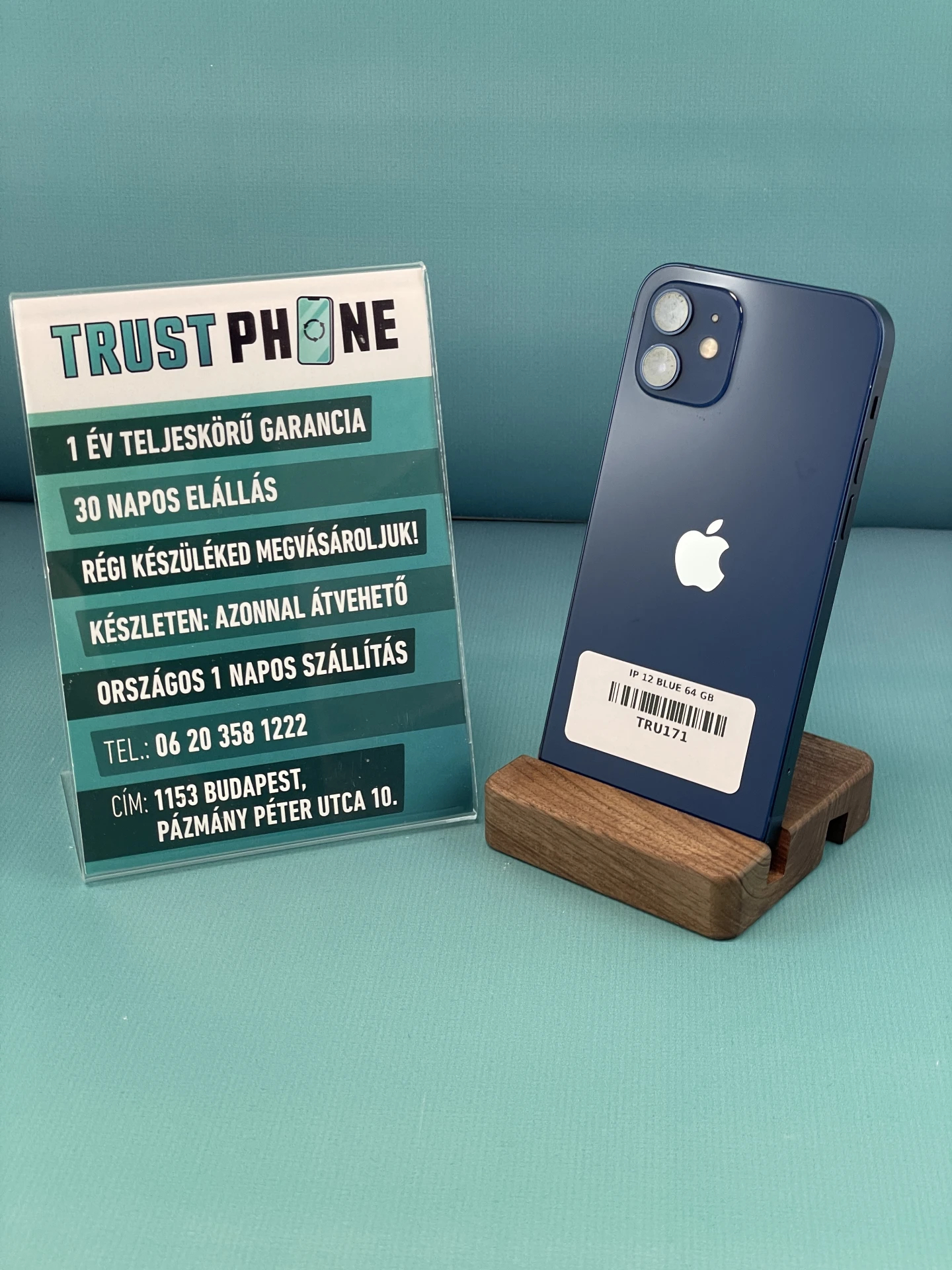 !! 1 ÉV GARANCIA !! iPhone 12 Blue 64 GB – TRU171 – 100% AKKU