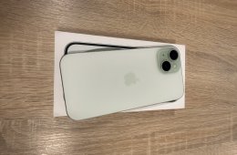 iPhone 15 256GB Zöld, gyárilag független, kifogástalan állapotban