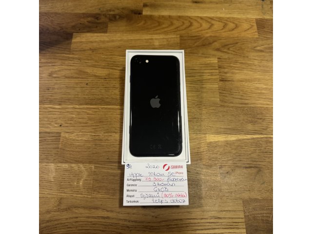 94. Apple iPhone SE 2020 - 64 GB - Fekete - Független - 90% AKKU