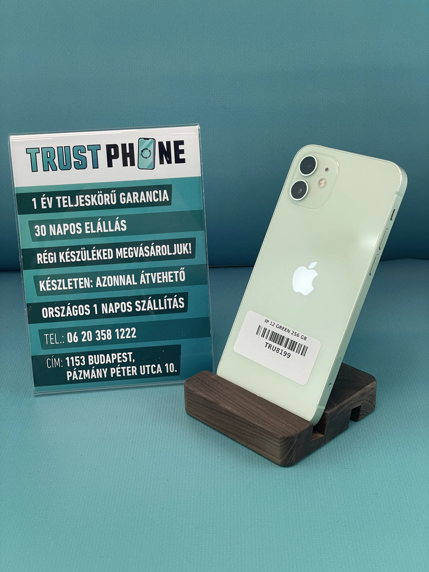 !! 1 ÉV GARANCIA !! iPhone 12 Green 256 GB – TRU8199 – 100% AKKU