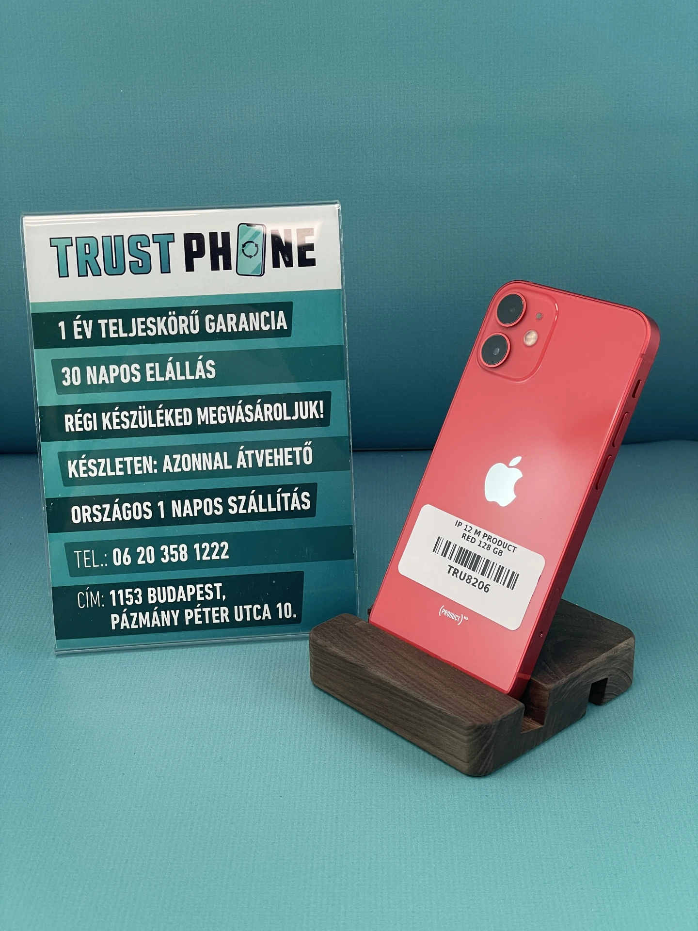 !! 1 ÉV GARANCIA !! iPhone 12 Mini PRODUCT RED 128 GB – TRU8206 – 100% AKKU