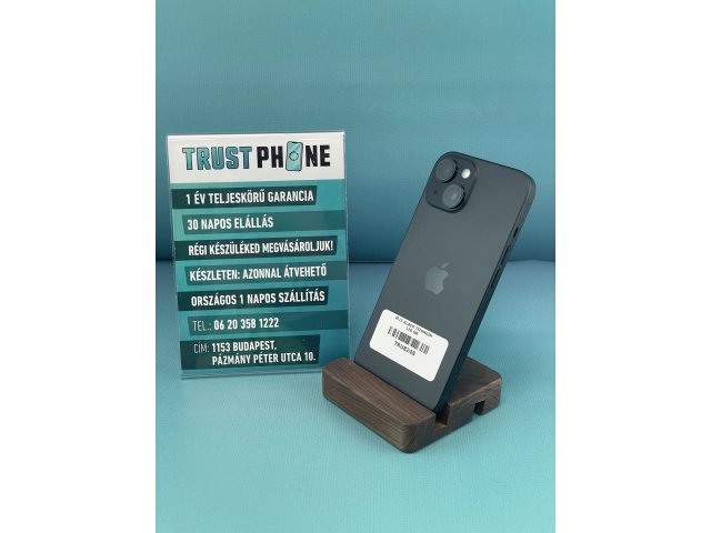 !! 1 ÉV GARANCIA !! iPhone 15 Black Titanium 128 GB – TRU8248 – 100% AKKU