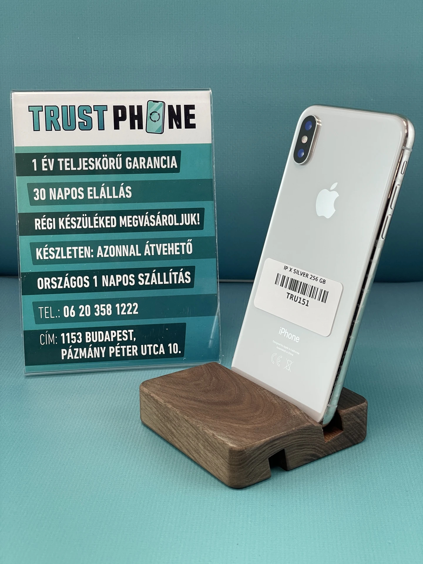 !! 1 ÉV GARANCIA !! iPhone X Silver 256 GB – TRU151 – 100% AKKU