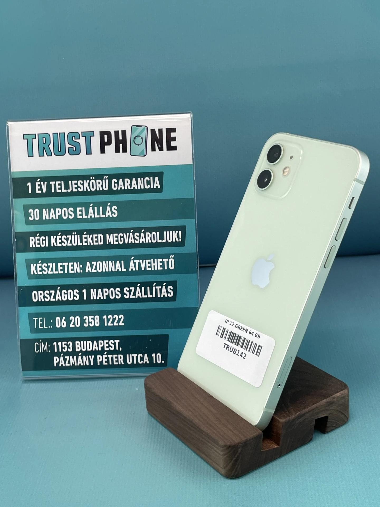 !! 1 ÉV GARANCIA !! iPhone 12 Green 64 GB – TRU8142 – 100% AKKU