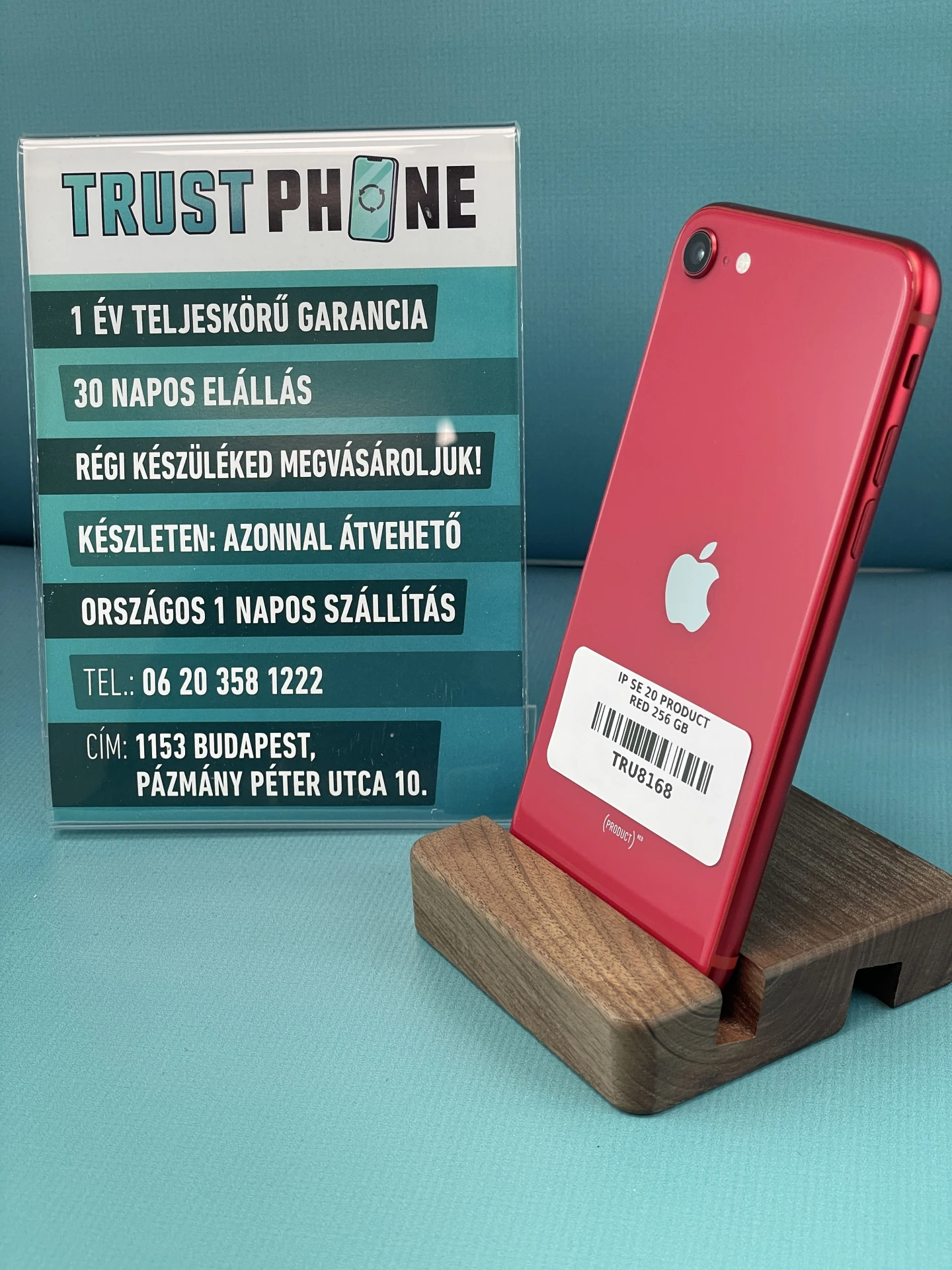 !! 1 ÉV GARANCIA !! iPhone SE (2020) PRODUCT RED 256 GB – TRU8168 – 92% AKKU