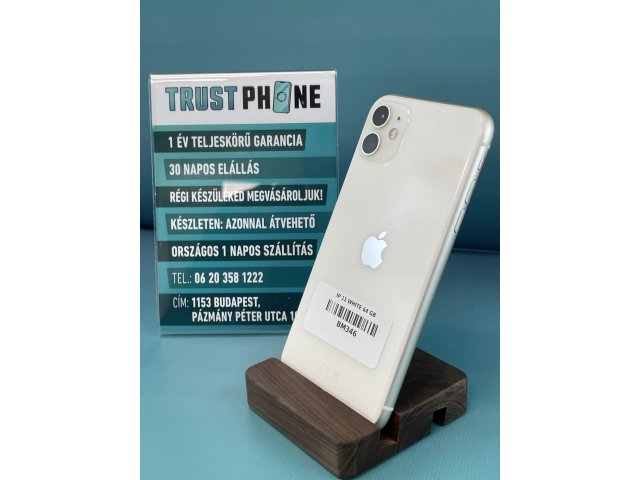 !! 1 ÉV GARANCIA !! iPhone 11 White 64 GB – BM346 – 100% AKKU