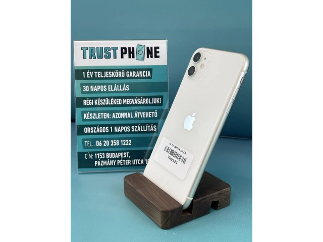 !! 1 ÉV GARANCIA !! iPhone 11 White 64 GB – TRU124 – 100% AKKU