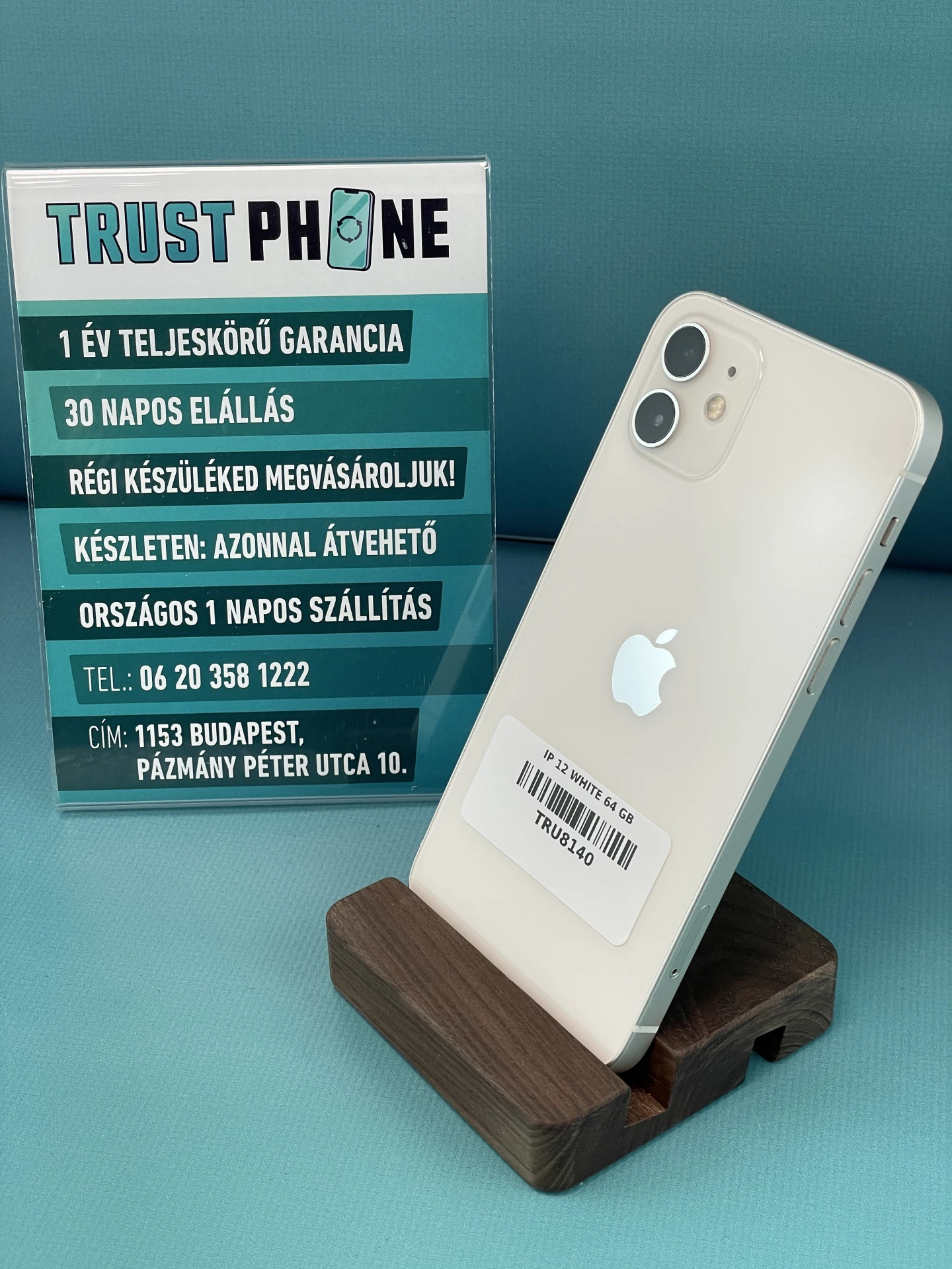 !! 1 ÉV GARANCIA !! iPhone 12 White 64 GB – TRU8140 – 100% AKKU