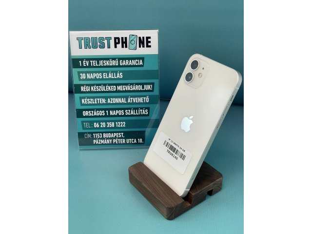 !! 1 ÉV GARANCIA !! iPhone 12 White 64 GB – TRU8140 – 100% AKKU