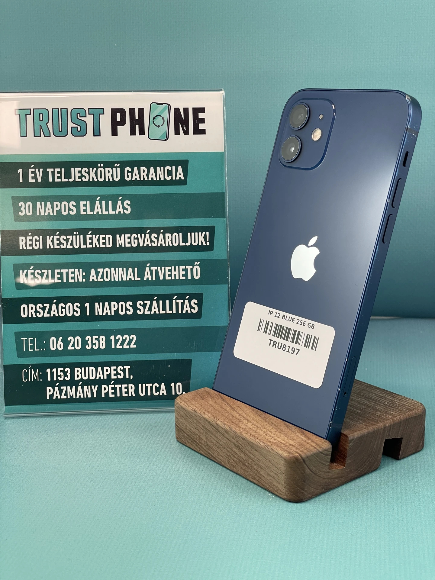 !! 1 ÉV GARANCIA !! iPhone 12 Blue 256 GB – TRU8197 – 100% AKKU