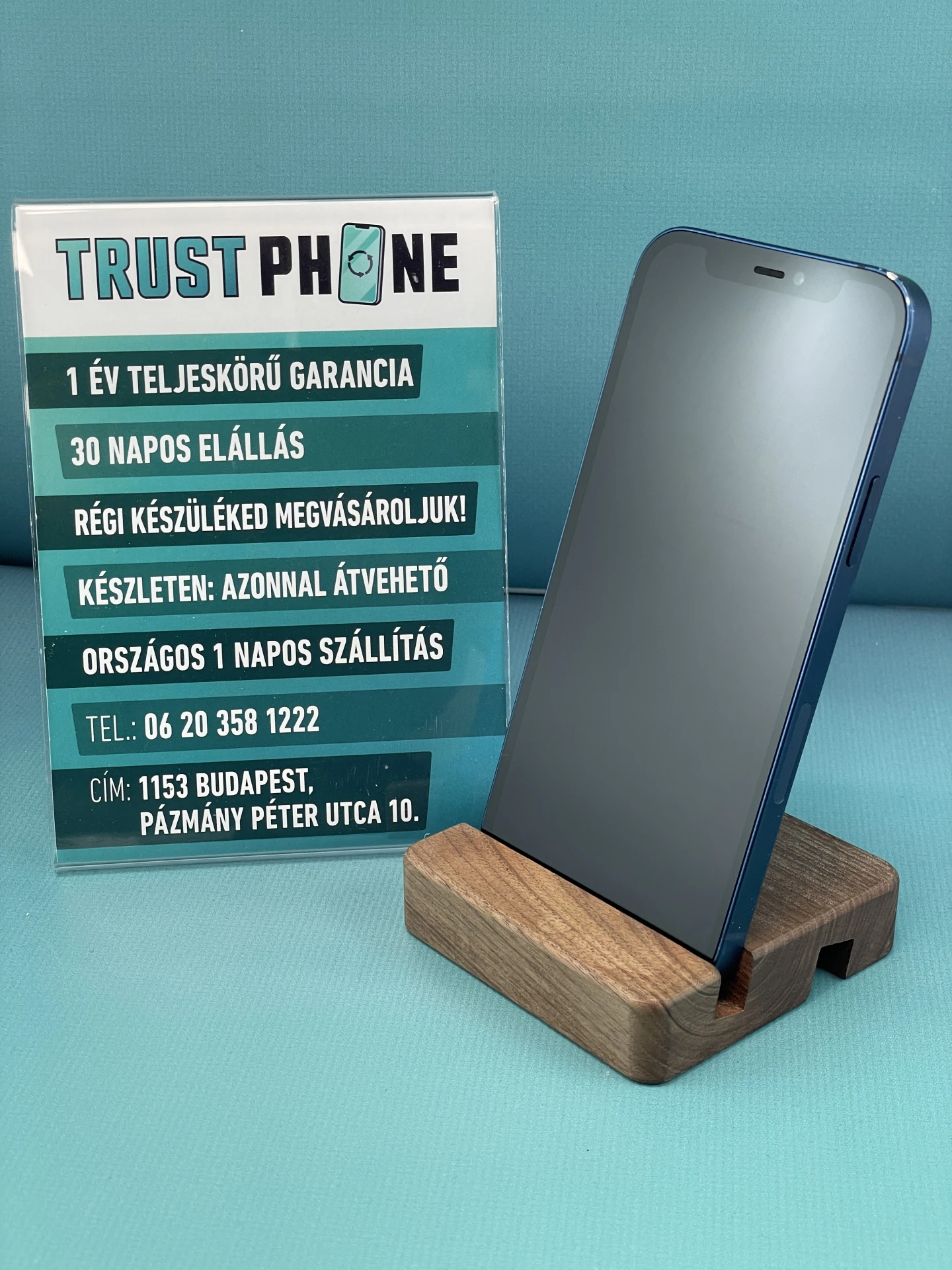 !! 1 ÉV GARANCIA !! iPhone 12 Blue 256 GB – TRU8197 – 100% AKKU