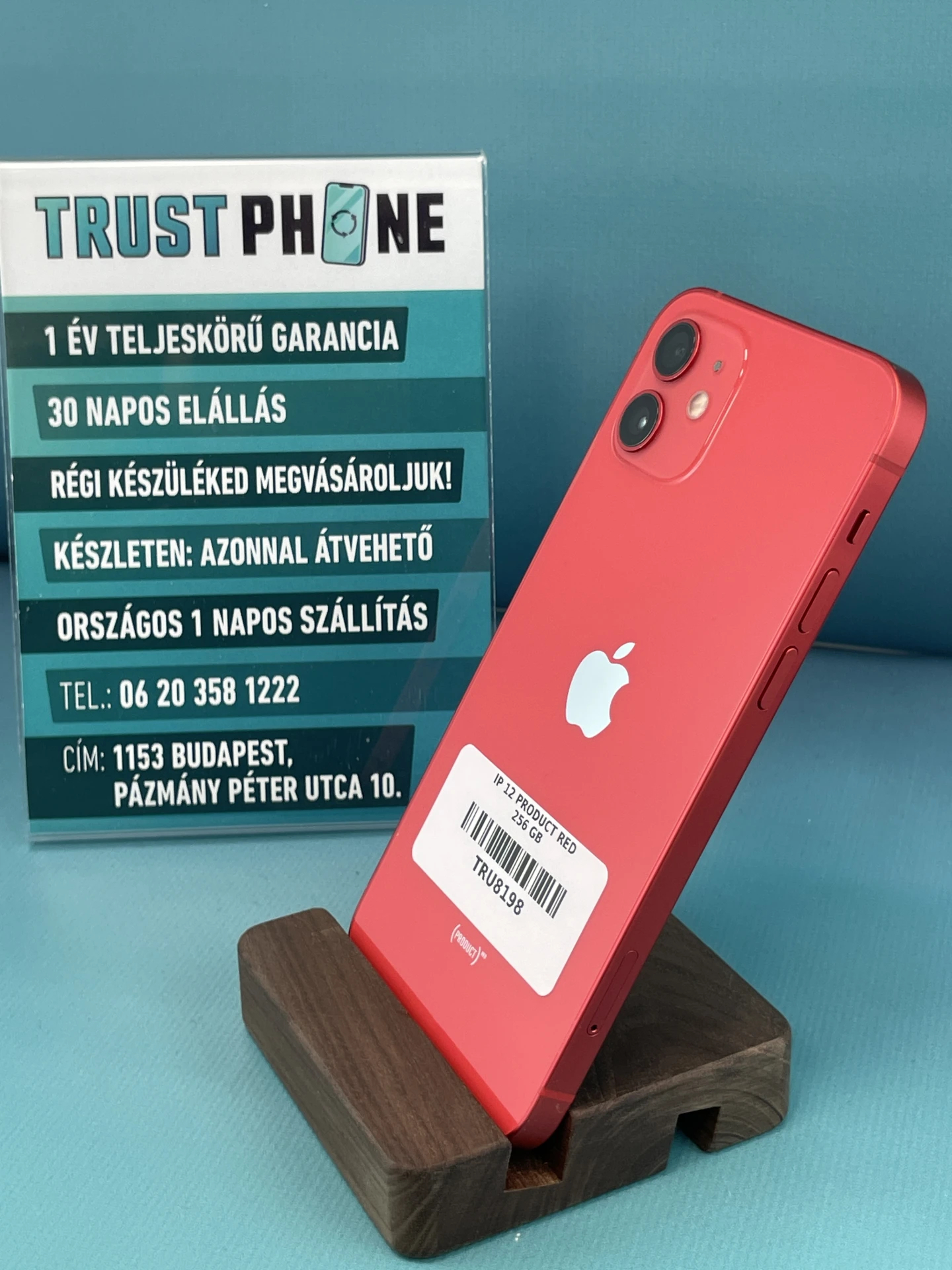 !! 1 ÉV GARANCIA !! iPhone 12 PRODUCT RED 256 GB – TRU8198 – 91% AKKU