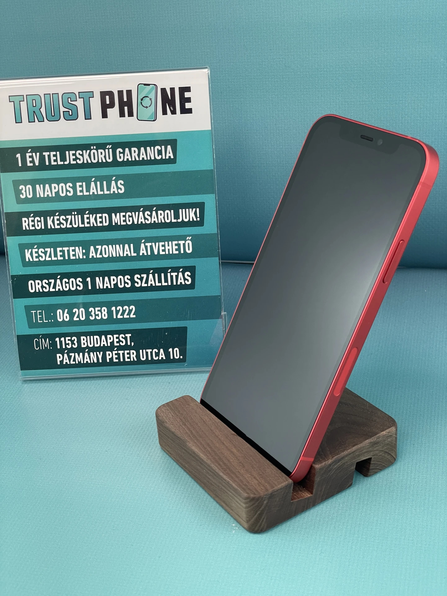 !! 1 ÉV GARANCIA !! iPhone 12 PRODUCT RED 256 GB – TRU8198 – 91% AKKU