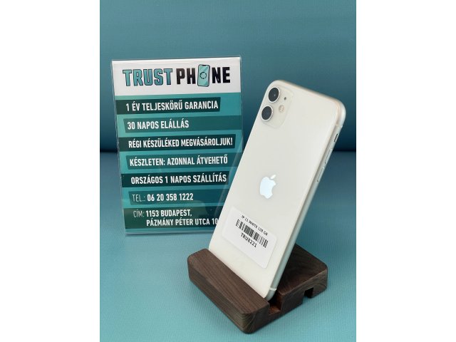 !! 1 ÉV GARANCIA !! iPhone 11 White 128 GB – TRU8221 – 100% AKKU