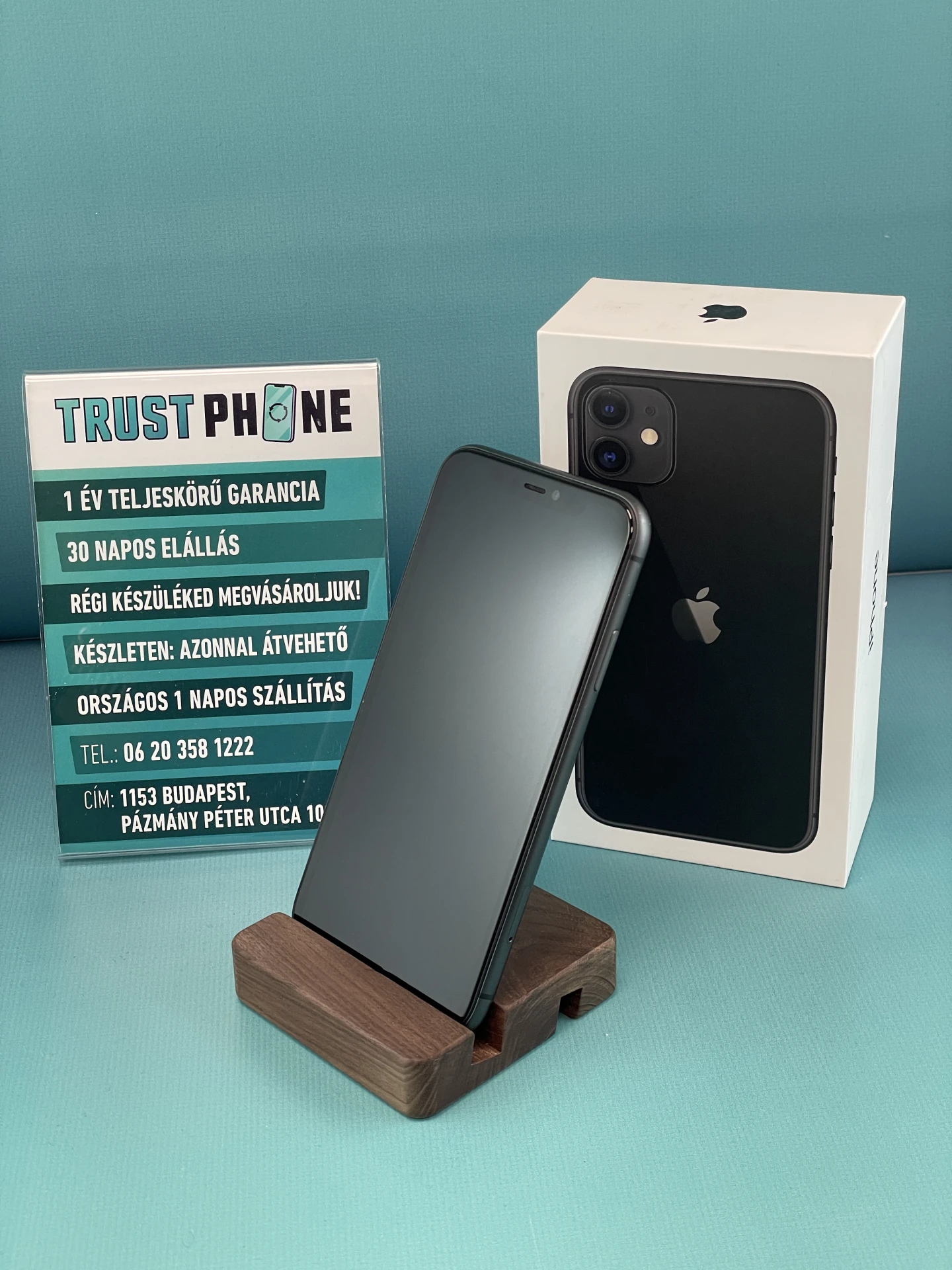 !! 1 ÉV GARANCIA !! iPhone 11 Black 128 GB – TRU8226 – 100% AKKU