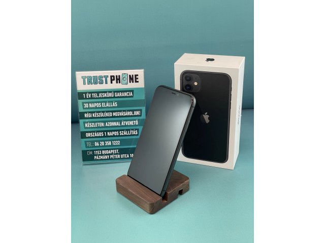 !! 1 ÉV GARANCIA !! iPhone 11 Black 128 GB – TRU8226 – 100% AKKU