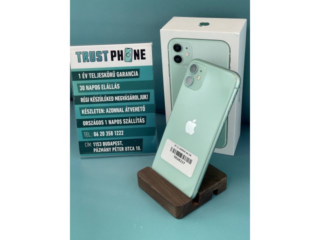 !! 1 ÉV GARANCIA !! iPhone 11 Green 64 GB – TRU8237 – 100% AKKU