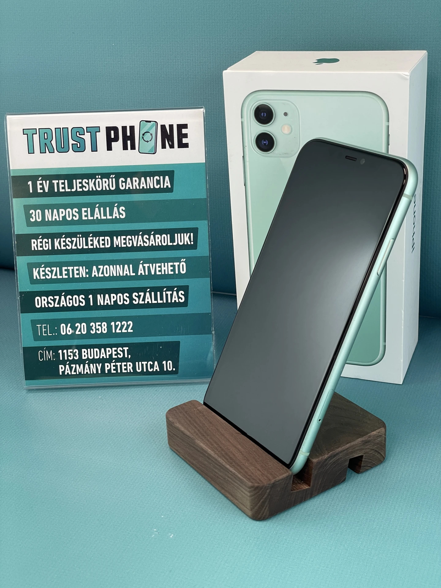 !! 1 ÉV GARANCIA !! iPhone 11 Green 64 GB – TRU8237 – 100% AKKU