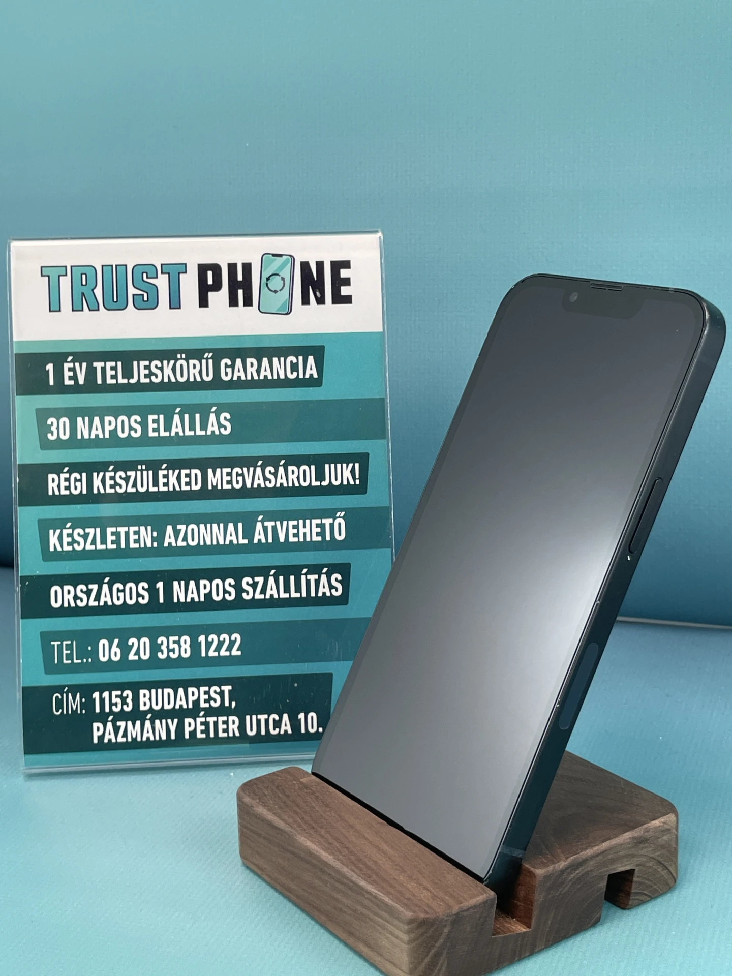 !! 1 ÉV GARANCIA !! iPhone 13 Midnight 256 GB – TRU8259 – 100% AKKU