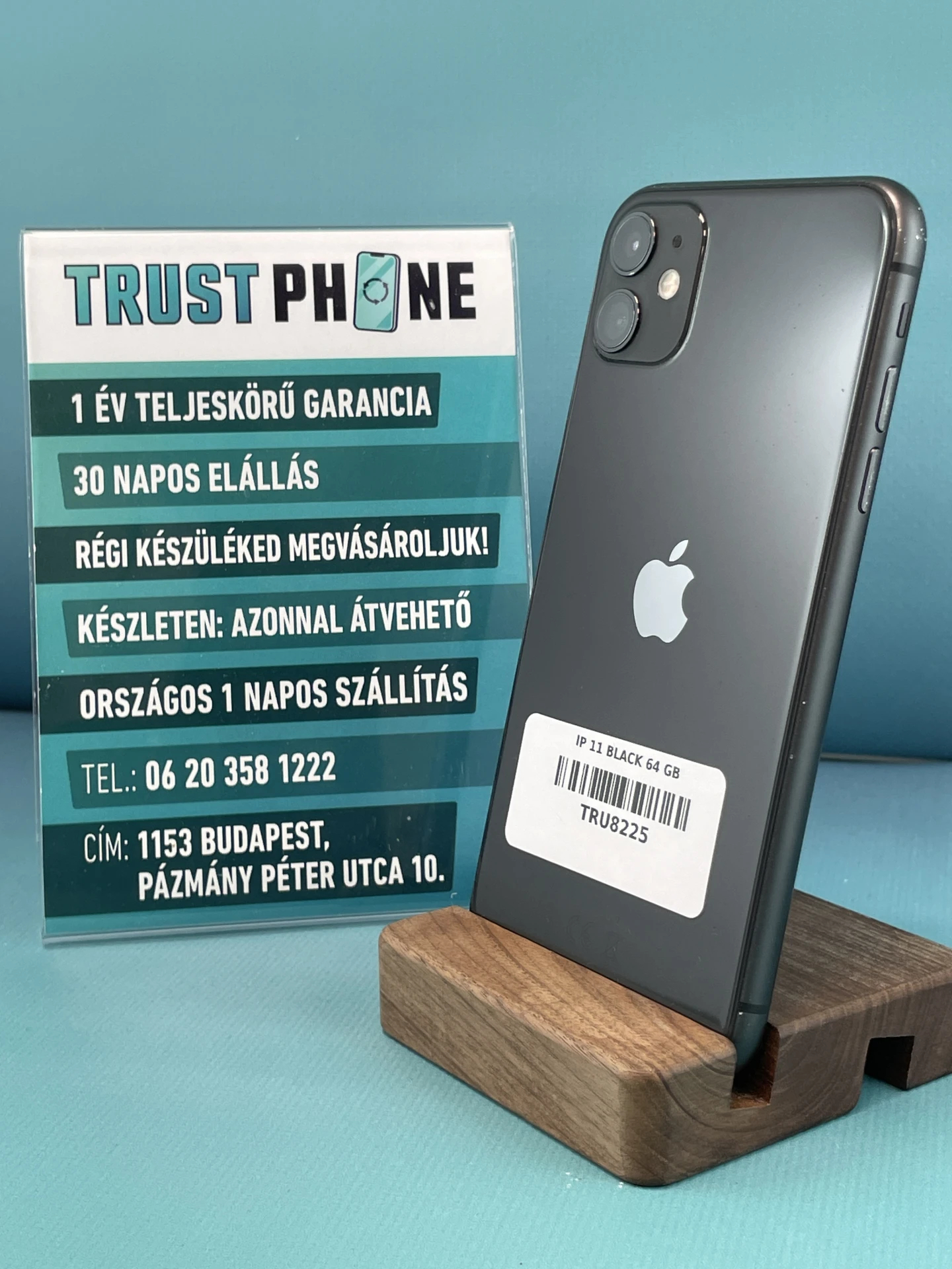 !! 1 ÉV GARANCIA !! iPhone 11 Black 64 GB – TRU8225 – 100% AKKU