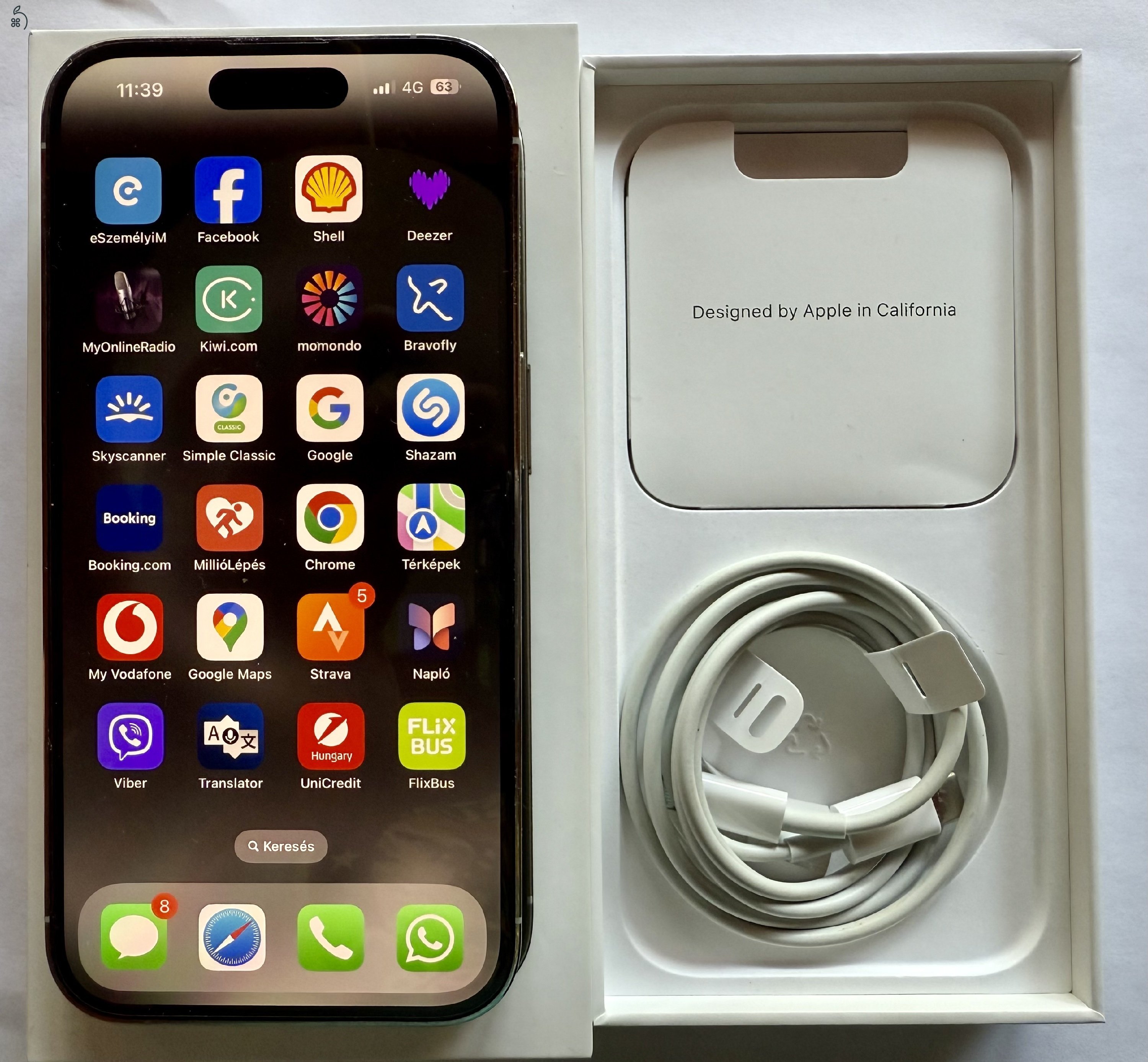 IPHONE 14 PRO 256 GB SILVER 90%-os AKKUMULÁTORRAL