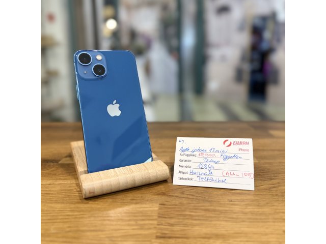 69. Apple iPhone 13 Mini - 128 GB - Kék - Kártyafüggetlen - Új akku
