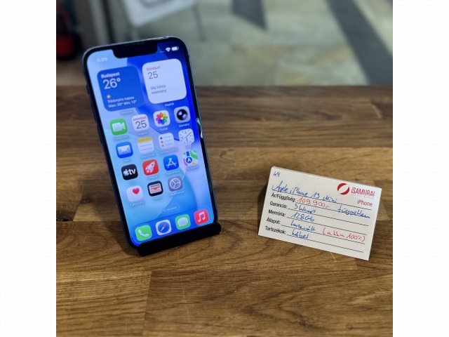 Apple iPhone 13 Mini - 128 GB - Kék - Kártyafüggetlen - Akku 100% (49.)
