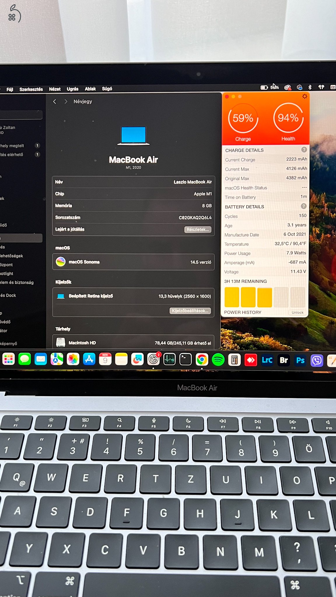 Macbook m1 air 13’’ 2020 hibátlan