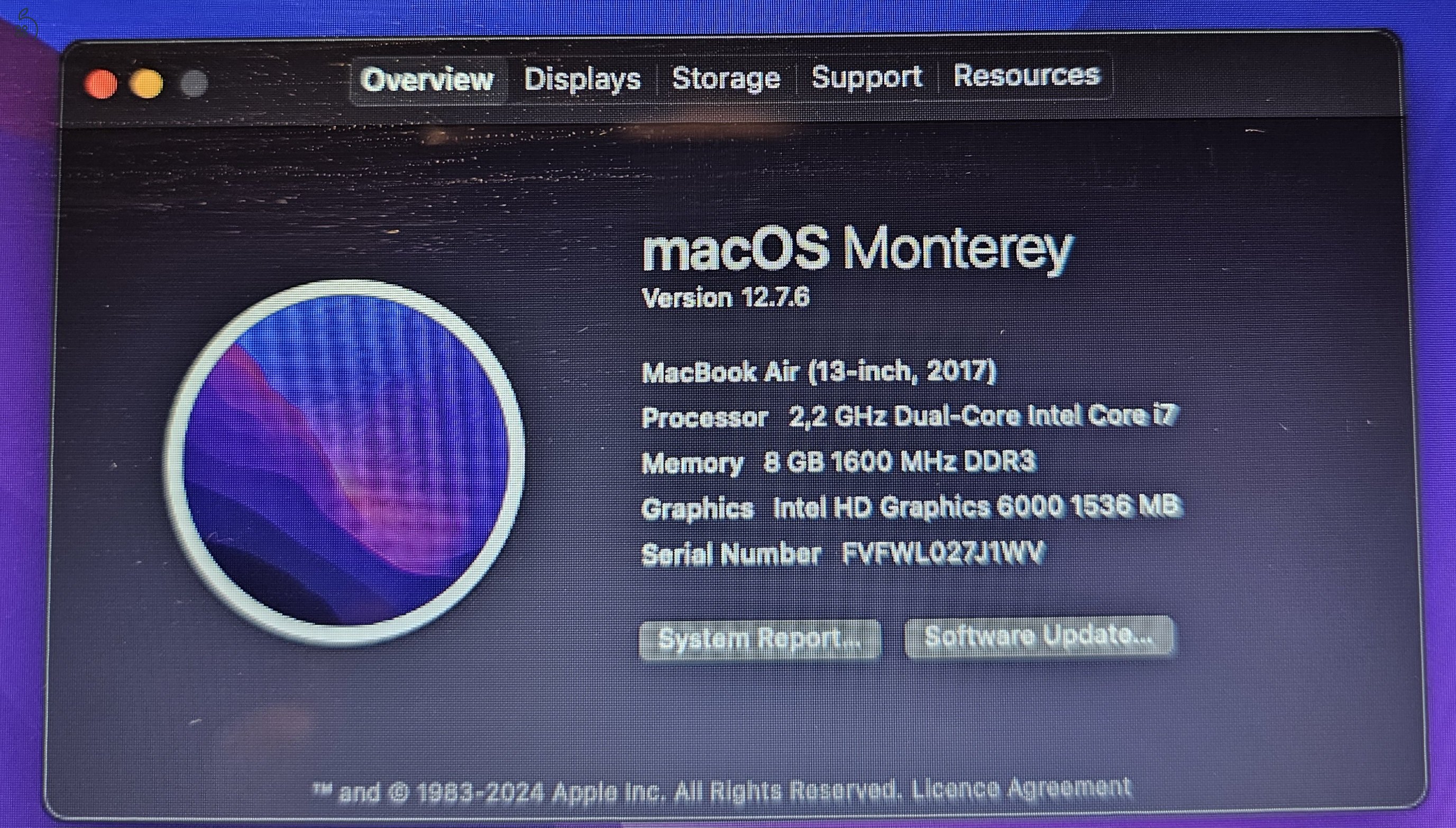 MacBookAir 2018-as vásárlás,  i7/256 Gbyte