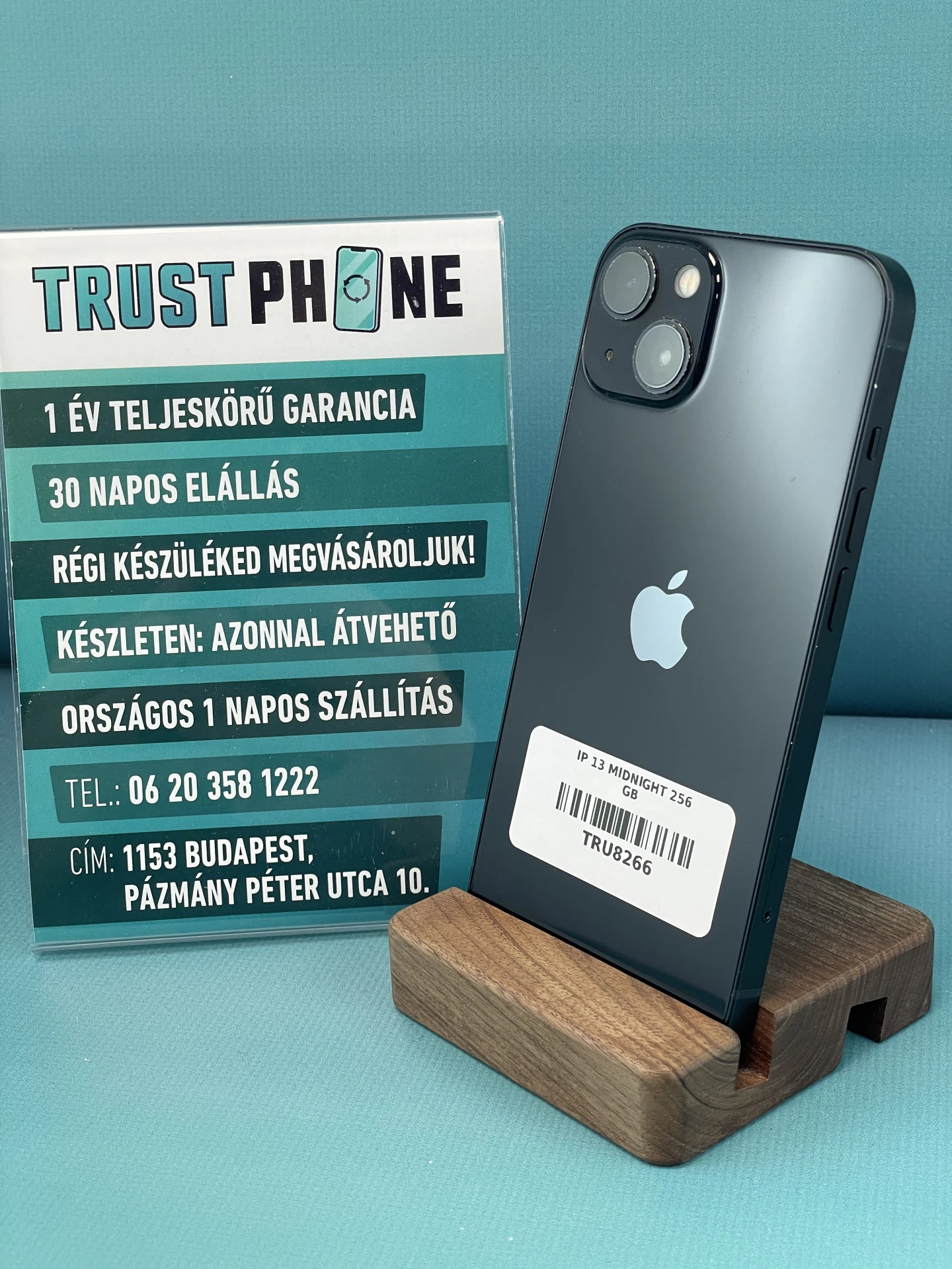 !! 1 ÉV GARANCIA !! iPhone 13 Midnight 256 GB – TRU8265 – 99% AKKU