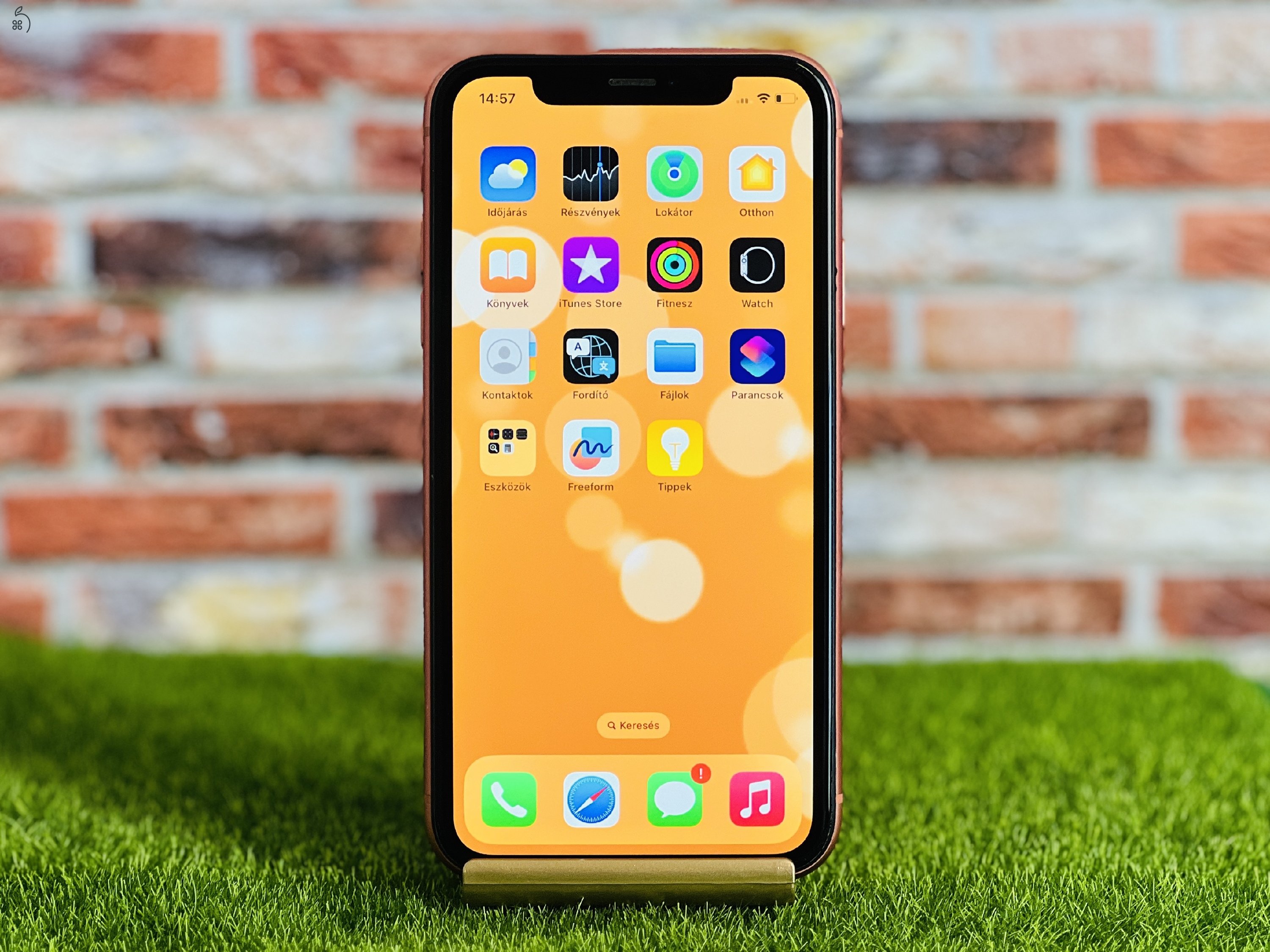 iPhone XR 64 GB Coral 100% akku szép állapotú - 12 HÓ GARANCIA - 7185